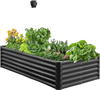 VEVOR Metal Raised Garden Bed, 6 x 3 x 1.4 ft Outdoor Galvanized Planter Garden Box, Open Bottom Design, Large Planter Raised Bed for Growing Vegetables, Flowers, Herbs, and Succulents, Dark Gray