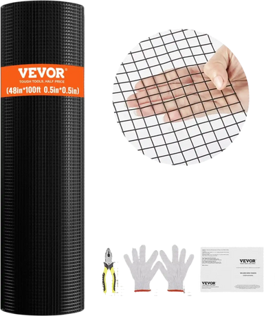 VEVOR Hardware Cloth, 48'' x 100' Galvanized Wire Mesh Roll, 19 Gauge Chicken Wire Fence Roll, Vinyl Coating Metal Wire Mesh for Chicken Coop Barrier, Rabbit Snake Fences, Poultry Enclosures