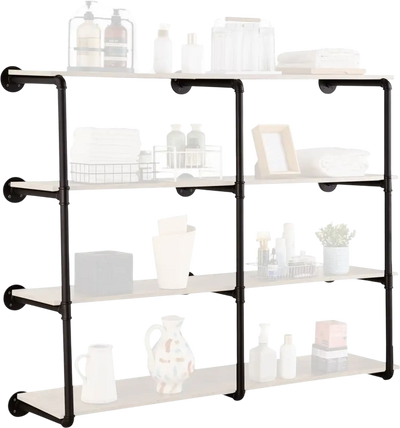 Vevor Pipe Shelf 4-Tier Wall-Mount Industrial Rustic Storage Bracket 11.8