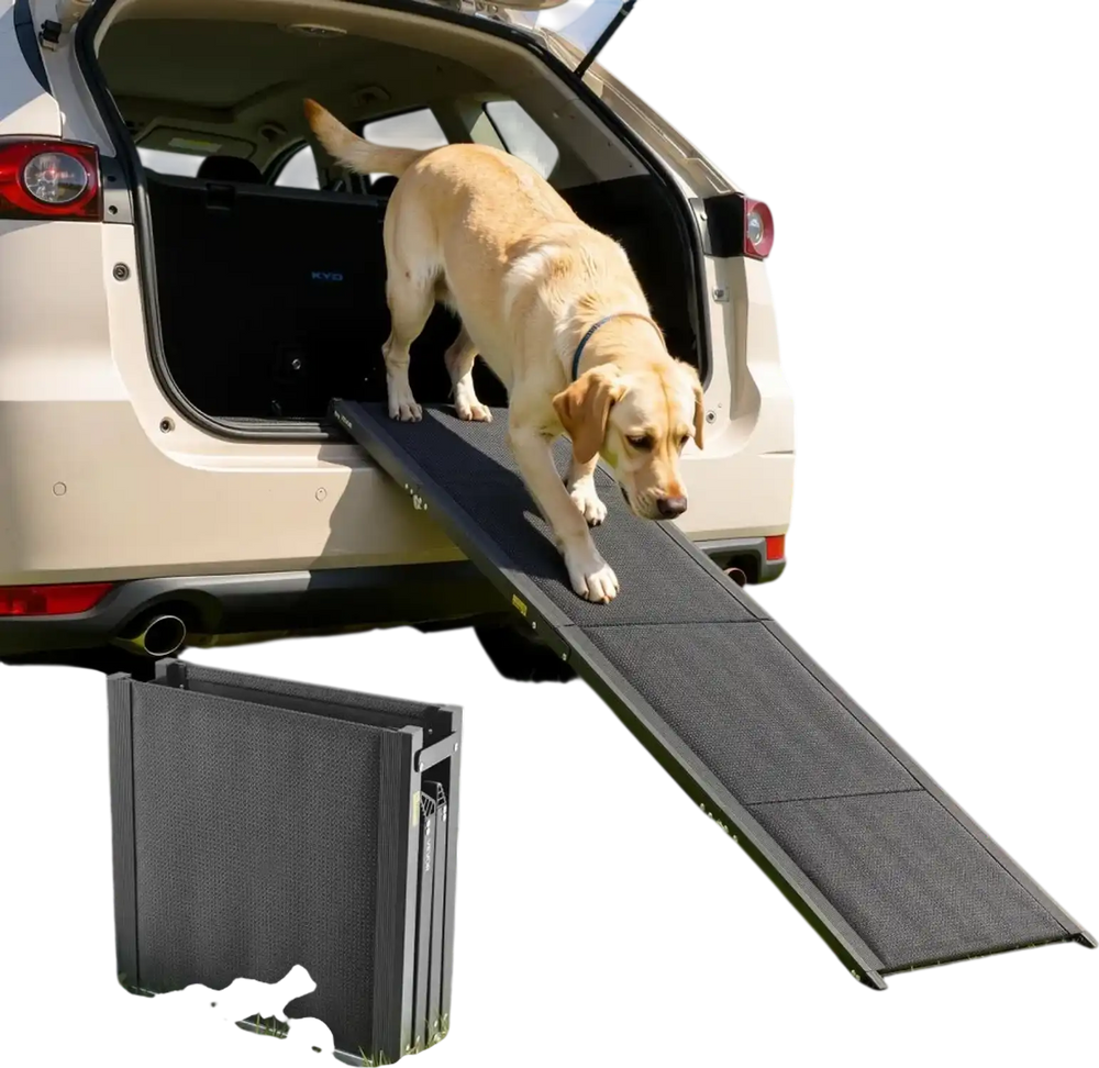 VEVOR Dog Ramp for Cars, 71" L x 20" W, Folding Pet Ramps for Medium & Large Dogs up to 250lbs, Pet Stair Ramp with Non-Slip Oxford Fabric Surface, Portable Outdoor Dog Car Ramps for SUV & Truck