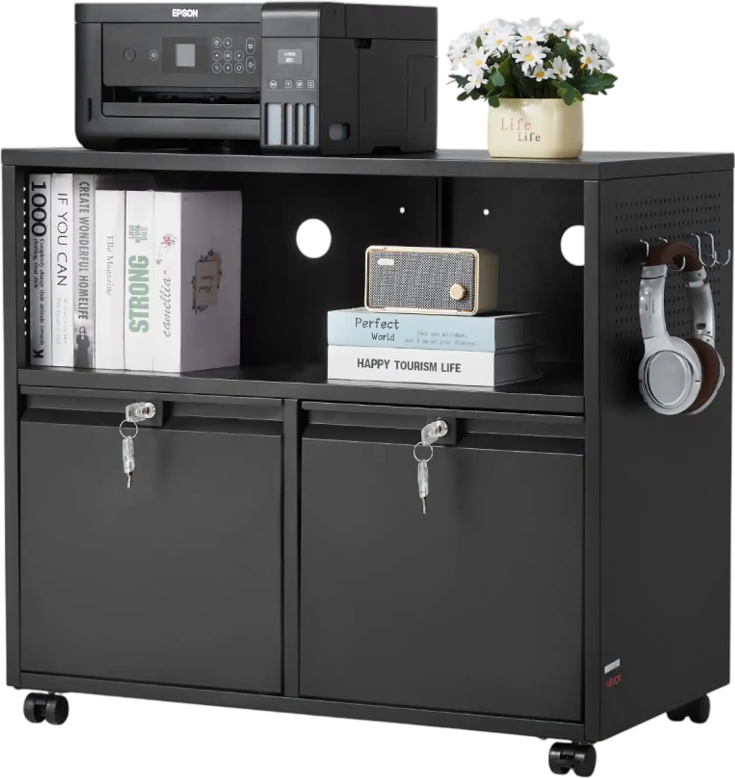 Vevor Lateral File Cabinet 2-Drawer Locking Metal Storage Cabinet Black New