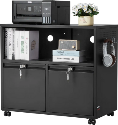 Vevor Lateral File Cabinet 2-Drawer Locking Metal Storage Cabinet Black New