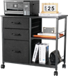 VEVOR Metal File Cabinet, Mobile Filing Cabinet with 3 Fabric Drawers and 2 Open Shelves, Wooden Vertical Filing Storage Cabinets with Wheels for Letter, A4, Legal Size File, Easy Assembly, Black