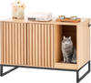 VEVOR Cat Litter Box Enclosure, Hidden Litter Box Furniture, Wooden Cat Washroom Indoor with 2 Doors & Study Metal Legs, Cat House Cabinet Hidden Fit Most of Litter Box, 31.5"L x 20"W x 22"H, Natural