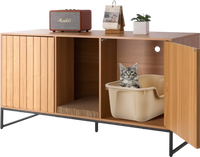 VEVOR Cat Litter Box Enclosure Furniture, 47.2 in Hidden Litter Box Cabinet with Scratch Pad & Storage, Waterproof Cat Washroom End Table Cat House, Fit Most of Litterbox, for Bedroom Living Room
