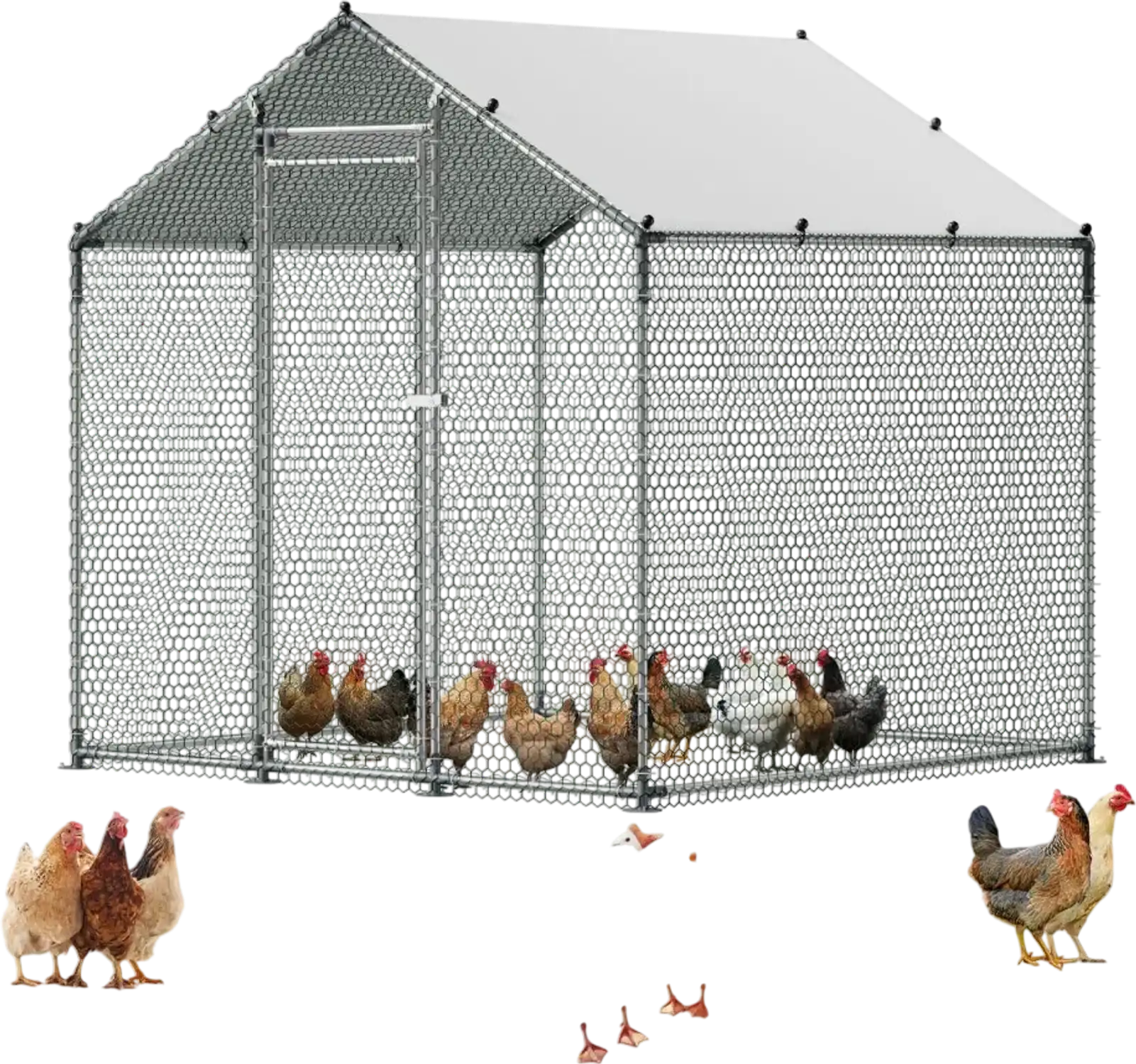 Vevor Chicken Coop Walk-In Run with Cover Spire Roof 6.56 x 6.56 x 6.56' New
