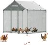 VEVOR Metal Chicken Coop, 6.56x6.56x6.56ft Large Walk-in Chicken Runs with Cover, Spire Roof Hen House Enclosure with Security Lock, Outdoor Duck Rabbit Cage Poultry Pen for Backyard, Farm, Yard