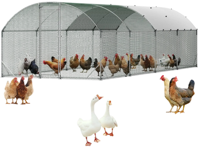 Vevor Chicken Coop Large 9 x 25 x 6.6' Walk-In Dome Roof Metal Run House New