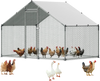 VEVOR Large Metal Chicken Coop, 9.8 x 6.6 x 6.6 ft, Walk-in Chicken Runs with Waterproof Cover, Spire Roof Hen House Enclosure with Lock, Outdoor Duck Rabbit Cage Poultry Pen for Backyard, Farm, Yard