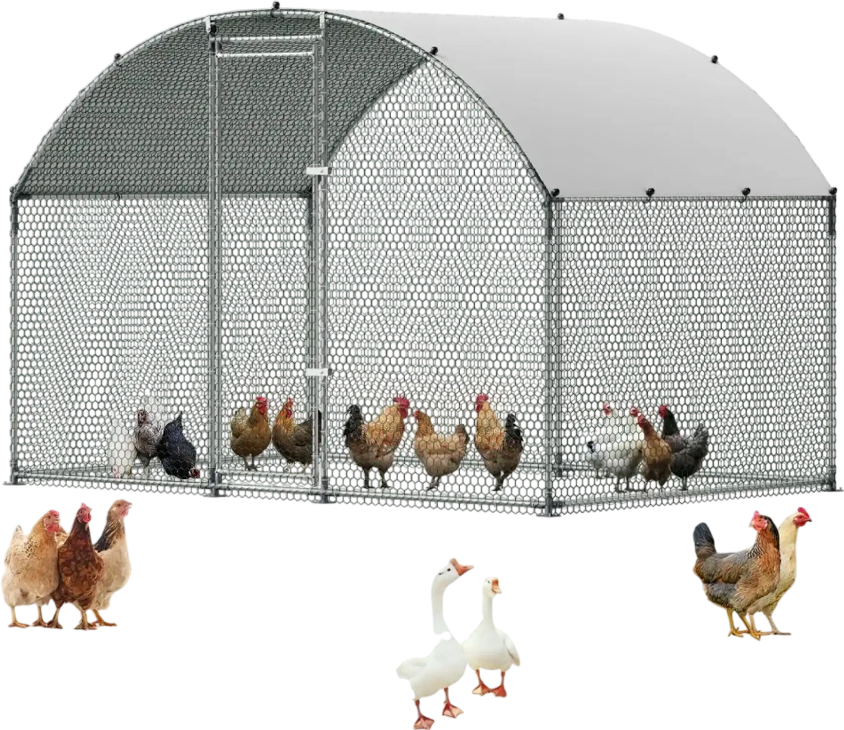 Vevor Chicken Coop 9.9' x 6.5' Walk-In Metal Run with Waterproof Cover New