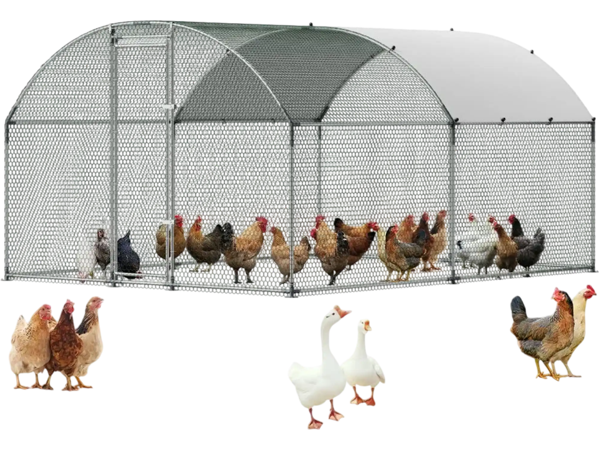Vevor Chicken Coop Large Metal Walk-In Run House 9.8 x 13 x 6.6' New