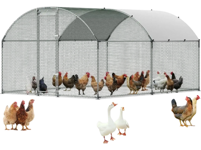 Vevor Chicken Coop Large Metal Walk-In Run House 9.8 x 13 x 6.6' New