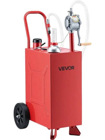 Vevor Fuel Caddy 15 Gallon Portable Fuel Transfer Tank with Manual Pump & Rolling Wheels New