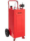 VEVOR 30 Gallon Fuel Gas Caddy, Carbon Steel, Portable Fuel Transfer Storage Tank with Electric Pump & 2 Wheels, Gasoline Diesel Can Container, for Cars, Lawn Mowers, ATVs, Boats, Motorcycles, Red