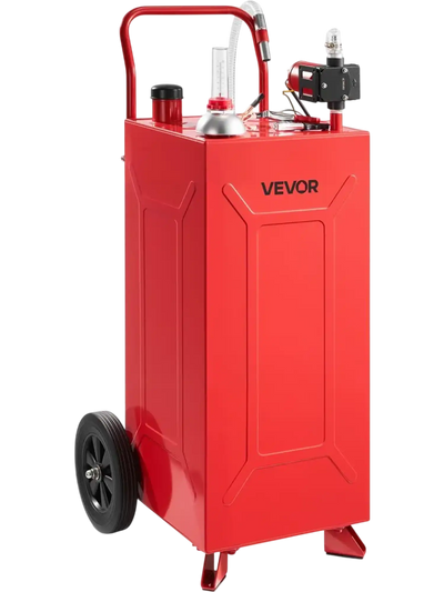 Vevor Fuel Caddy 30 Gallon Portable Fuel Transfer Tank with Electric Pump and 2 Wheels Red New