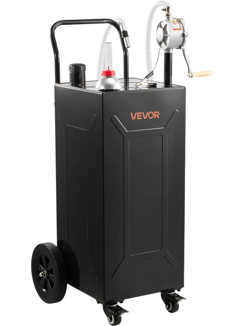 VEVOR 35 Gallon Fuel Gas Caddy, Carbon Steel, Portable Fuel Transfer Storage Tank with Manual Pump & 4 Wheels, Gasoline Diesel Can Container, for Cars, Lawn Mowers, ATVs, Boats, Motorcycles, Black