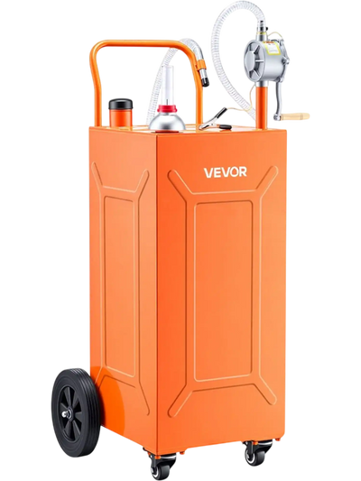 Vevor Fuel Caddy 35 Gallon Portable Fuel Transfer Tank with Manual Pump & 4 Wheels Orange New