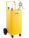 VEVOR 35 Gallon Fuel Gas Caddy, Carbon Steel, Portable Fuel Transfer Storage Tank with Manual Pump & 4 Wheels, Gasoline Diesel Can Container, for Cars, Lawn Mowers, ATVs, Boats, Motorcycles, Yellow
