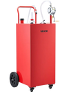 VEVOR 50 Gallon Fuel Gas Caddy, Carbon Steel, Portable Fuel Transfer Storage Tank with Manual Pump and 4 Wheels, Gasoline Diesel Can Container, for Cars, Lawn Mowers, ATVs, Boats, Motorcycles, Red