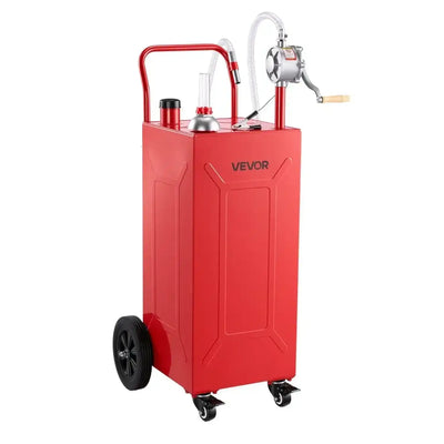 Vevor Fuel Caddy 30 Gallon Portable Fuel Transfer Tank with Manual Pump and 4 Wheels Red New