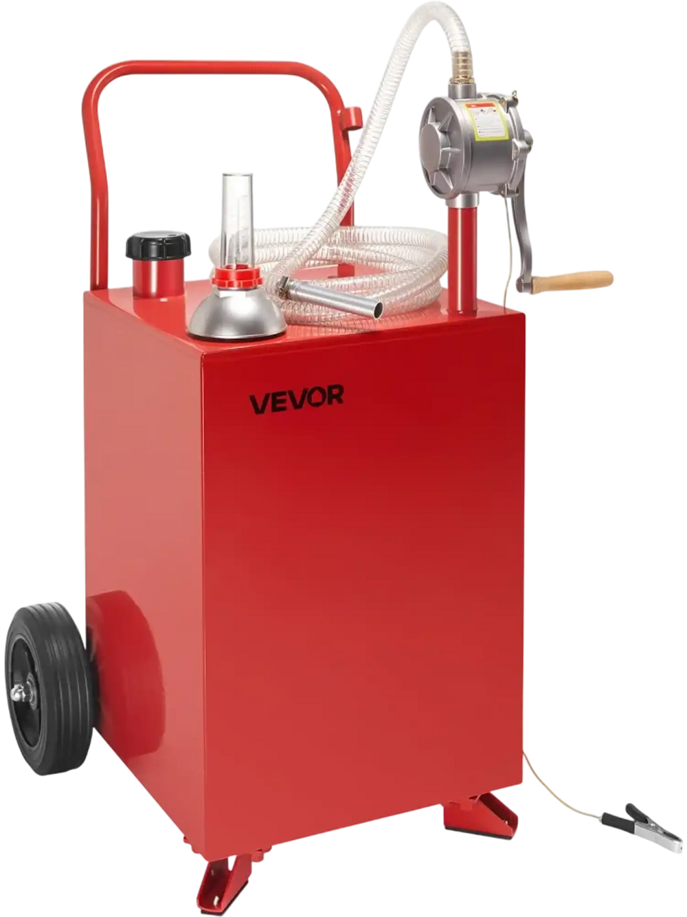 VEVOR 20 Gallon Fuel Caddy, Gasoline & Diesel Fuel Tank with Manual Transfer Pump, Portable Fuel Storage Tank with 2 Wheels & 10 ft Hose, Gas Caddy for Cars, Lawn Mowers, ATVs, Boats, More, Red