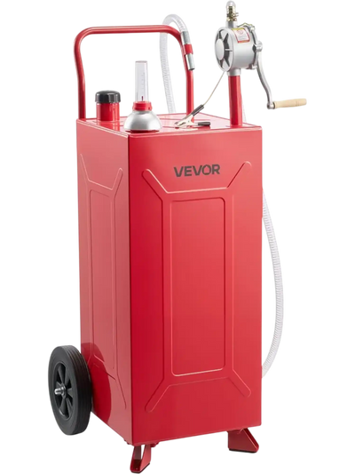 Vevor Fuel Caddy 30 gal Portable Carbon Steel Fuel Transfer Tank with Manual Pump and 2 Wheels Red New