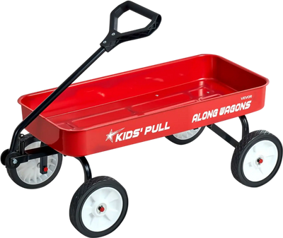 VEVOR Pull-Along Wagon for Kids, 39 inch Toddler Wagons, Supports up to 176 lbs, All-Terrain Wagons with Handle, Utility Wagon Cart Birthday Present for Kids Gardening Beach Camping, Red