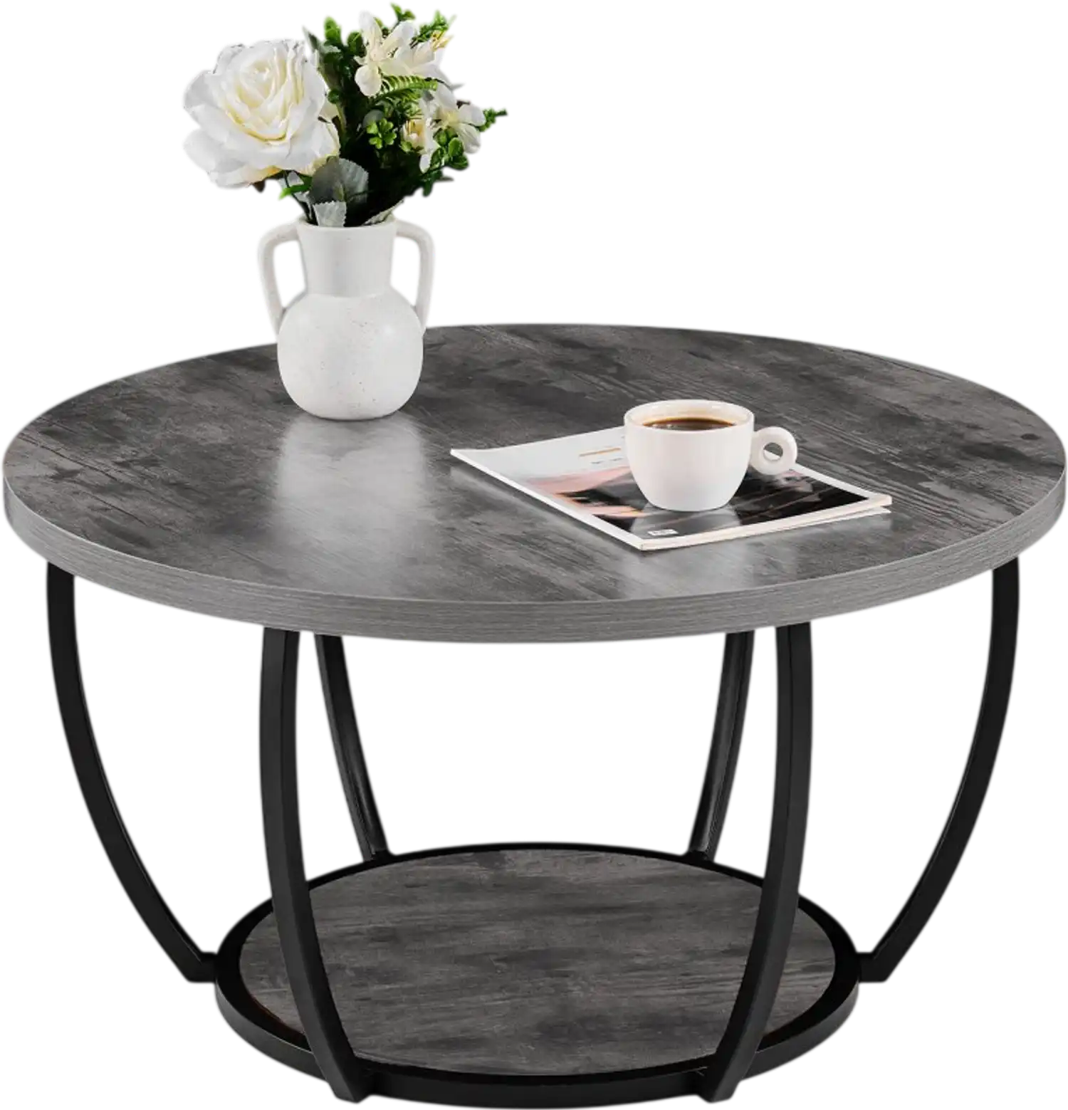 Vevor Coffee Table Modern Round 2-Tier 31.6