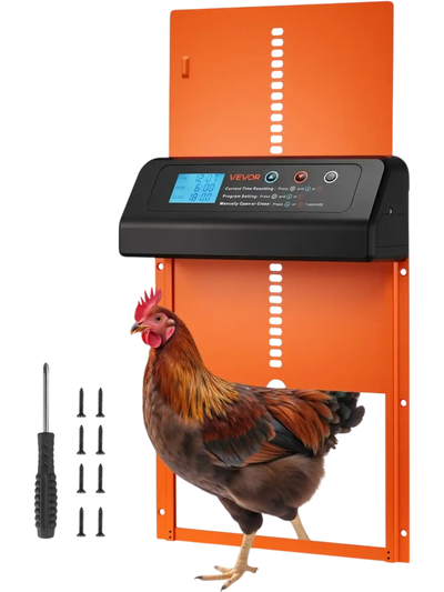 Vevor Chicken Coop Door Battery Powered Automatic Timer Control Orange New