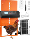 VEVOR Automatic Chicken Coop Door, Solar & Battery Powered Chicken Door with LCD Display, Remote Control, Light Sensor & Timer, Anti-Pinch Security, Aluminum Alloy Chick Run Gate Opener, Orange