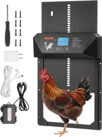 VEVOR Automatic Chicken Coop Door, DC & Battery Powered Chicken Door with LCD Display, Light Sensor, Timer & Manual Setting, Anti-Pinch Security, Durable Aluminum Alloy, Chick Run Gate Opener for Farm