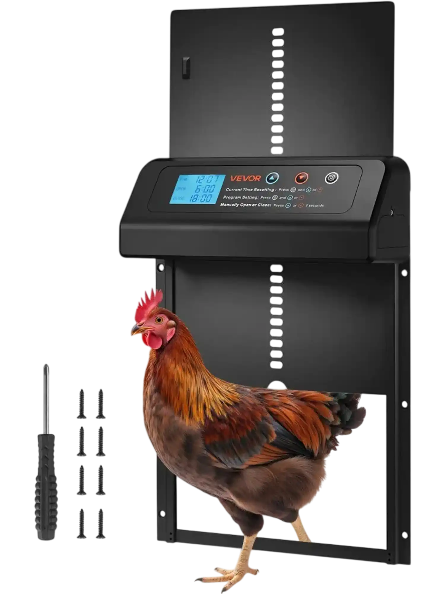 Vevor Chicken Coop Door Automatic Battery Powered Timer Anti-Pinch Black New