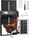 VEVOR Automatic Chicken Coop Door, Solar & Battery Powered Chicken Door with LCD Display, Remote Control, Light Sensor & Timer, Anti-Pinch Security, Aluminum Alloy Chick Run Gate Opener, Black