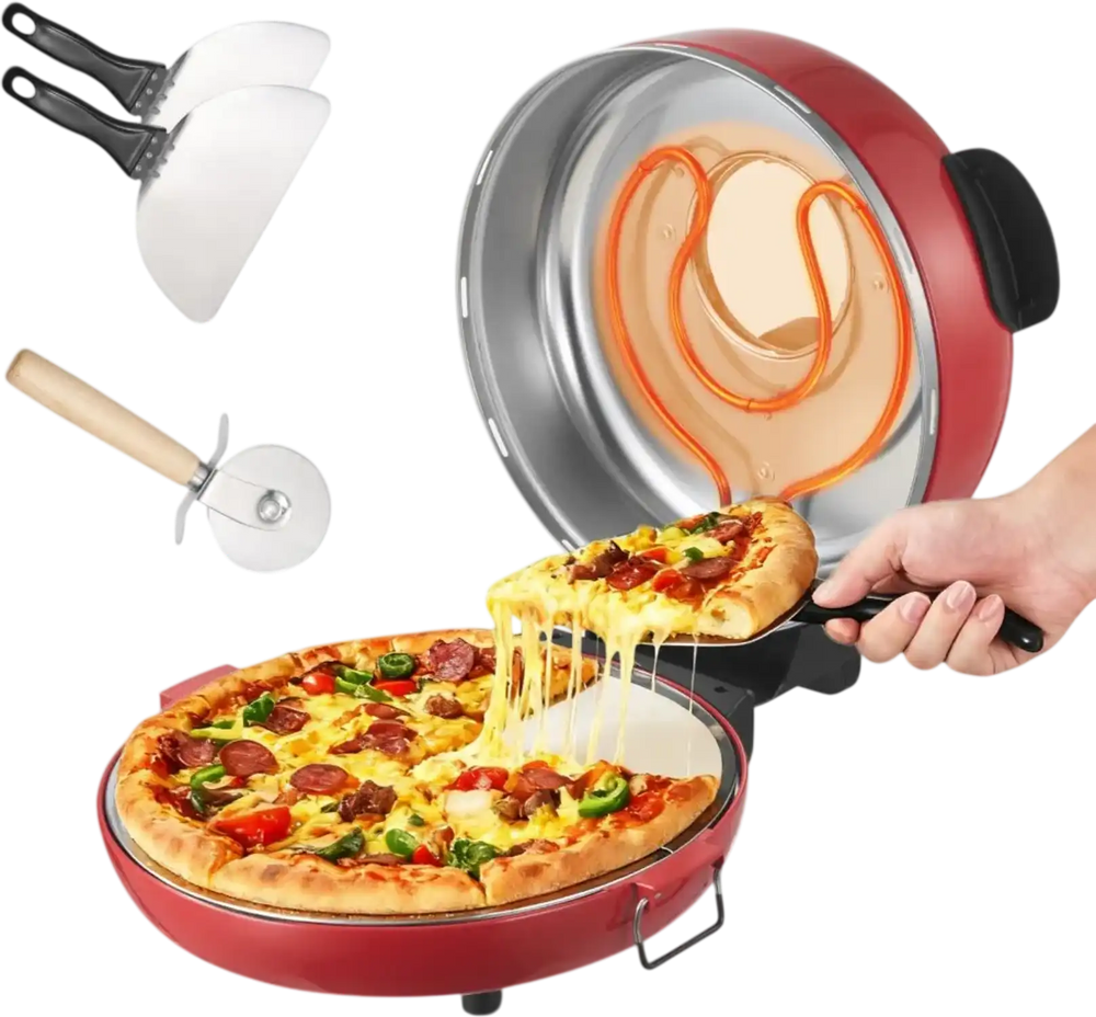 VEVOR Pizza Oven, 14 in Electric Pizza Maker, 1600W Electric Pizzas Cooker with Cordierite Stone, 5-Mode Temperature Control, Viewing Window for Precise Cooking, Heats up to 698 ˚F, for Home Kitchen