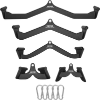 VEVOR LAT Pulldown Attachments, Cable Machine Rowing T-bar V-bar 5 Set, Tricep Pull Down Bar, Back Strength Training Rubber Coated Handle Grip, Bicep Curl Tricep Lat Pulldown Bar for Home Gym Fitness
