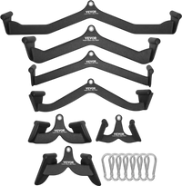 VEVOR LAT Pulldown Attachments, Cable Machine Rowing T-bar V-bar 7 Set, Tricep Pull Down Bar, Back Strength Training Rubber Coated Handle Grip, Bicep Curl Tricep Lat Pulldown Bar for Home Gym Fitness
