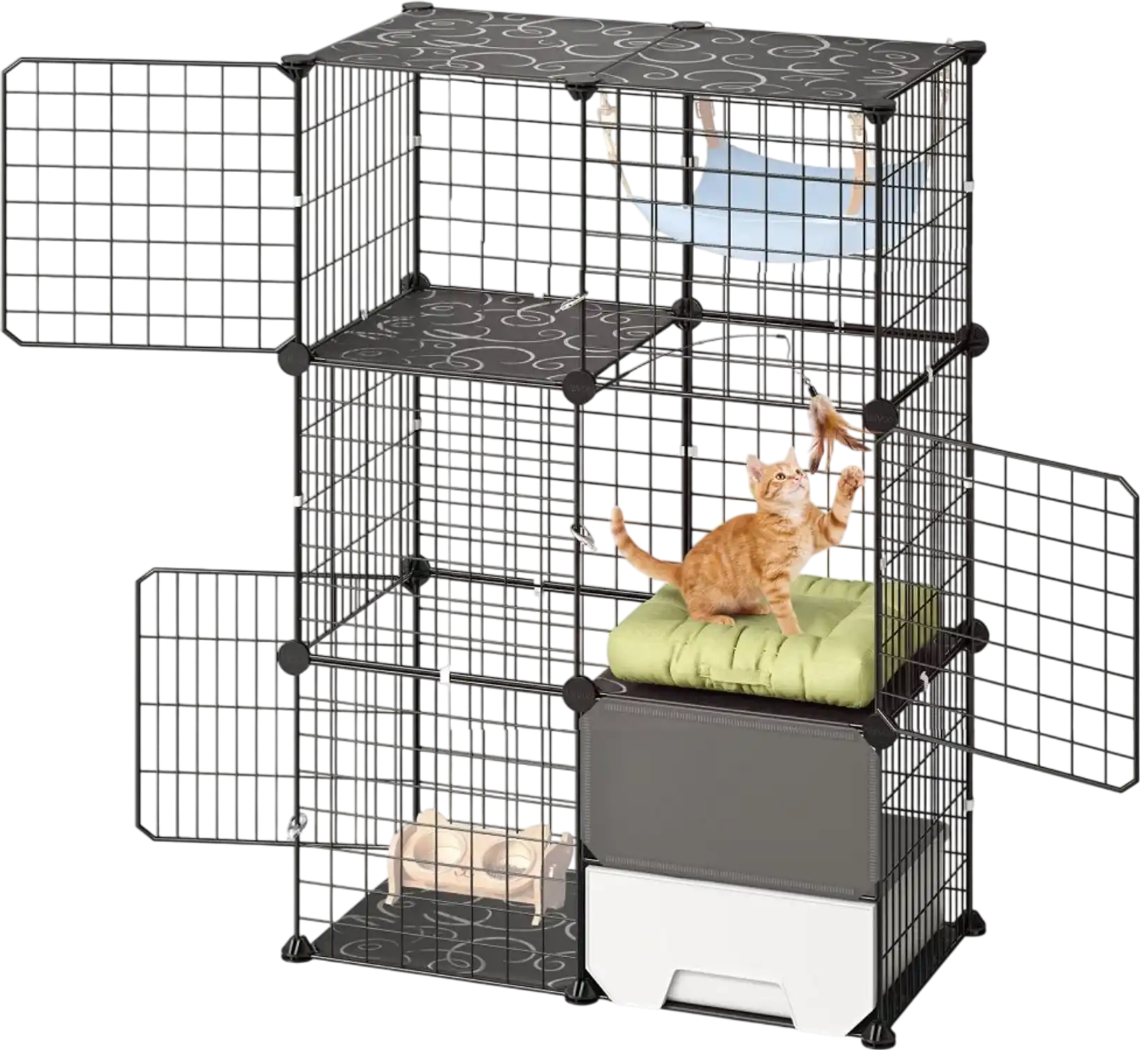 Vevor Cat Cage 3-Tier Indoor Playpen with Litter Box 28