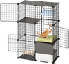 VEVOR Cat Cage 3-Tier 28"x17.91"x40.98" DIY Cat Playpen with Litter Box, Indoor Enclosure Detachable Metal Wire Kennel Crate, Large Exercise Place Ideal for 1-2 Cats, Kittens and Small Animals, Black