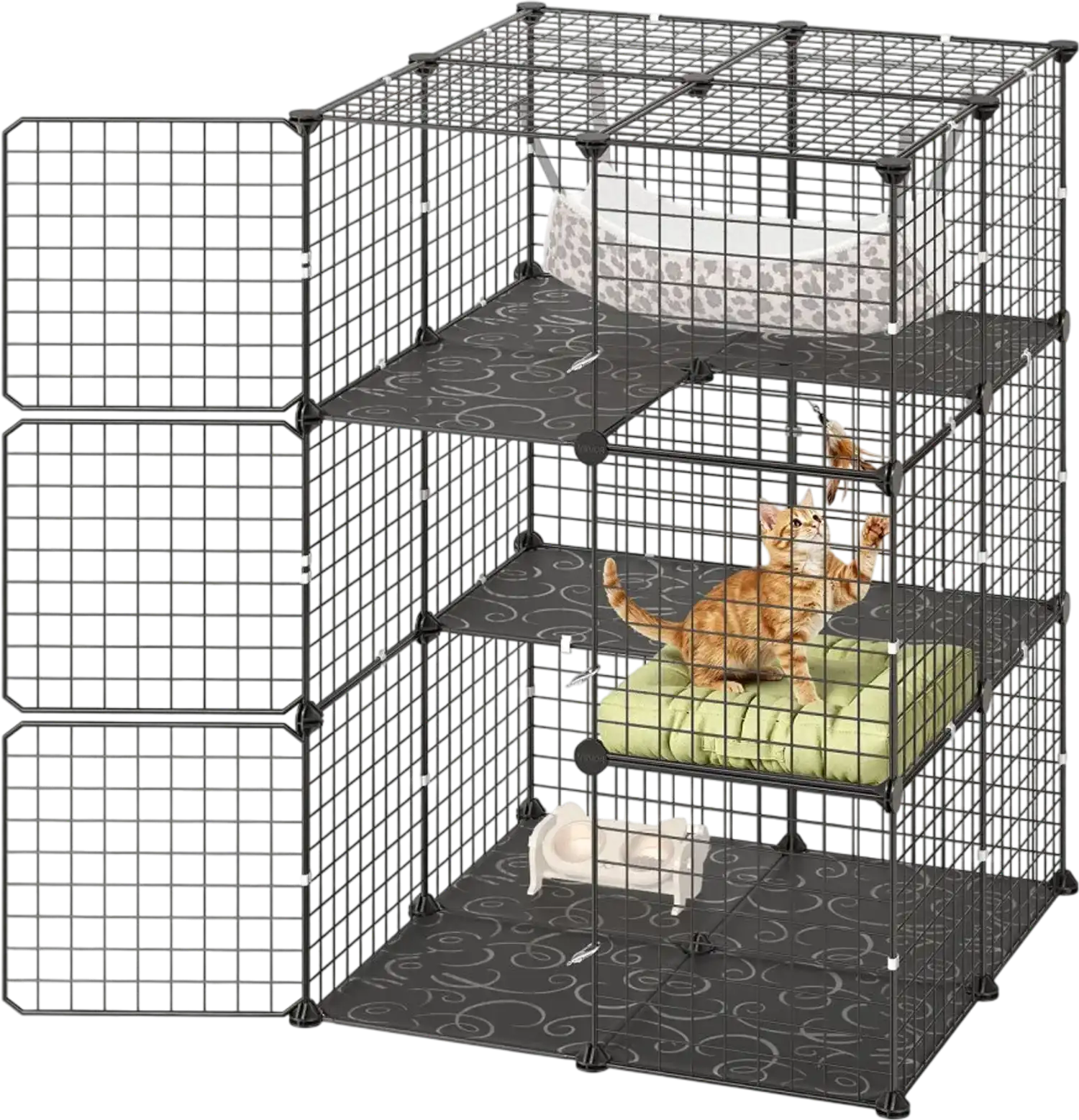 Vevor Cat Cage 3-Tier DIY Cat Playpen with Hammock Indoor Enclosure 27.99