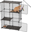 VEVOR Cat Cage 3-Tier 28"x13.98"x40.98" DIY Cat Playpen Indoor Enclosure, Detachable Metal Wire Kennel Crate, Large Exercise Place Ideal for 1-2 Cats, Kittens, Rabbits, Ferrets & Small Animals, Black