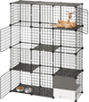 VEVOR Cat Cage 4-Tier 40.98"x13.98"x55" DIY Cat Playpen with Litter Box, Indoor Enclosure Detachable Metal Wire Kennel Crate, Large Exercise Place for 1-2 Cats, Kittens, Ferrets & Small Animals, Black