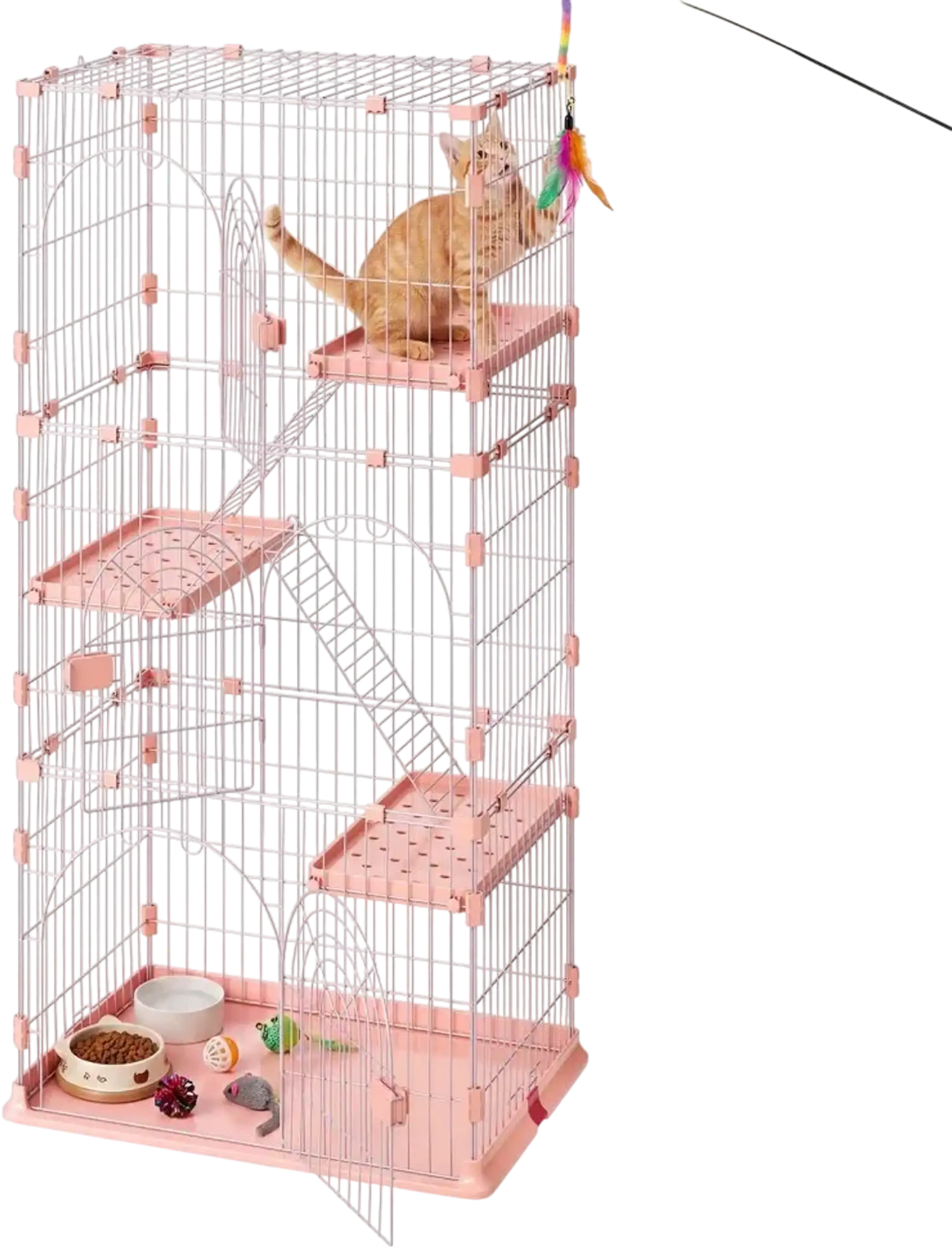 Vevor Cat Cage 4-Tier Indoor Playpen Pink New