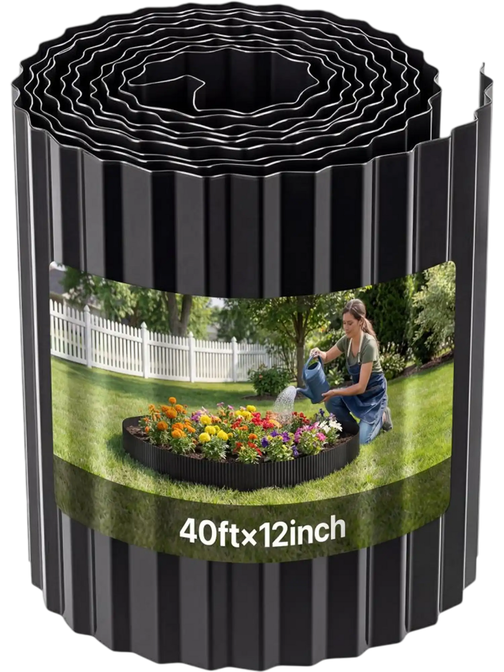 VEVOR Galvanized Steel Landscape Edging, 40 ft x 12 in Metal Edging for Landscaping with Gloves, Easy-to-Install Bendable Metal Strips, Heavy Duty Metal Garden Edge Border for Flower Bed, Yard Pathway