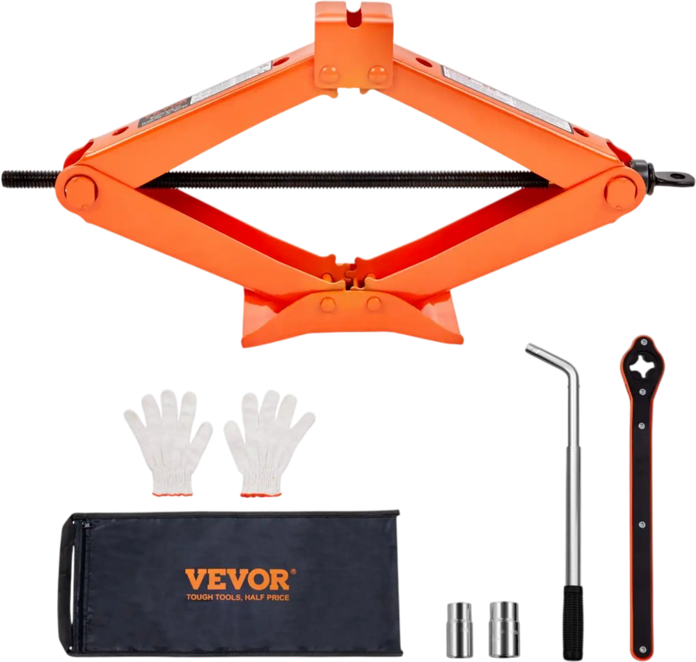 VEVOR Scissor Jack, 2.5 Ton/5512 lbs Scissor Car Jack, 3.7"-17.1" Lifting Range Scissor Lift Jack with Ratcheting Handle and L-Wrench, Portable Tire Jack for Cars Trucks Sedans MPVs