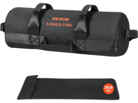 VEVOR Workout Sandbag, Heavy Duty Workout Power Bags with Handles, 5-25 lbs Adjustable Slam Bag for Fitness Strength Weight Training Cross-Training, Home Gym Exercise, Black (Unfilled)