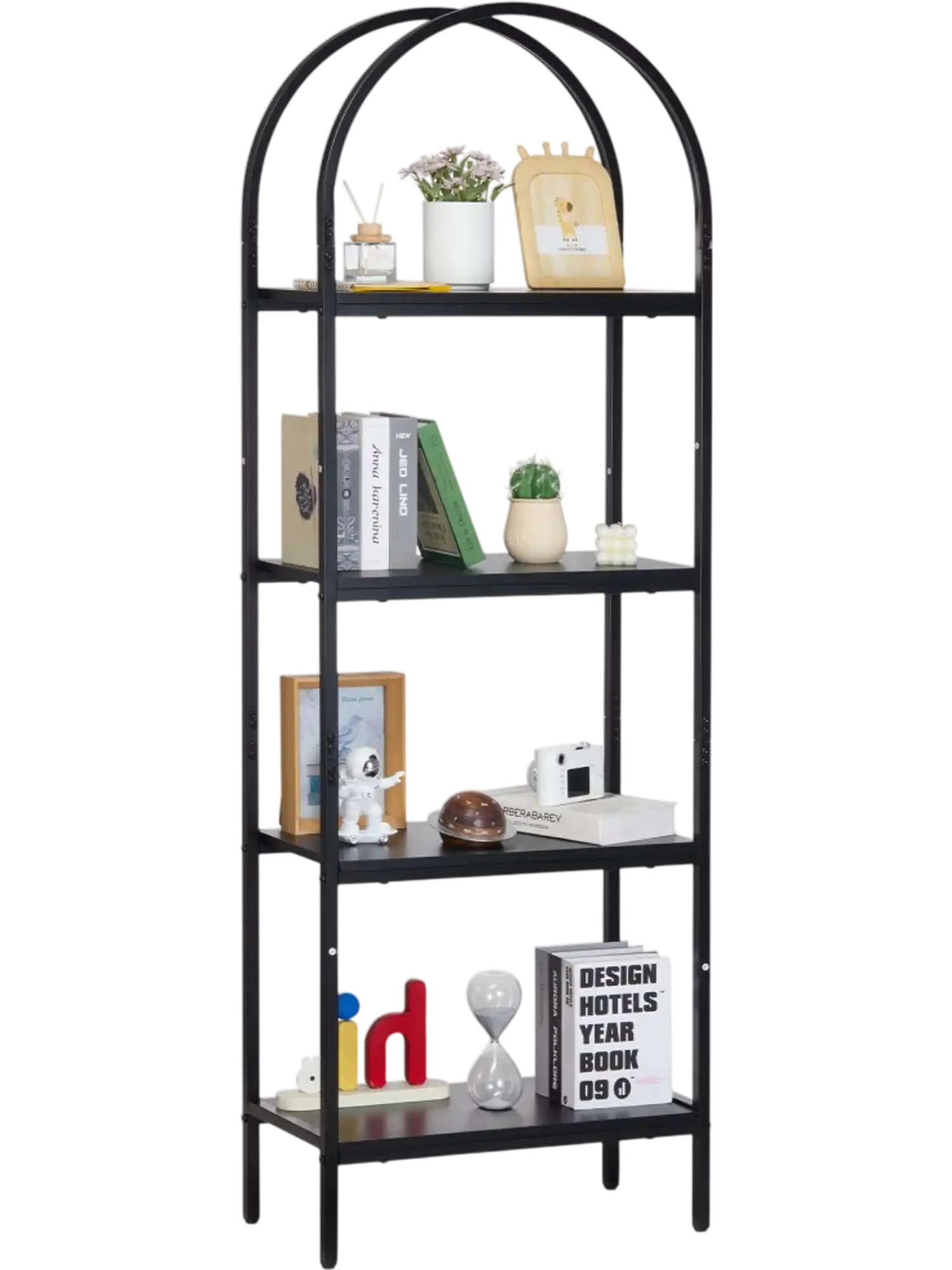 Vevor Bookshelf 4-Tier Arched Industrial Metal Bookcase New