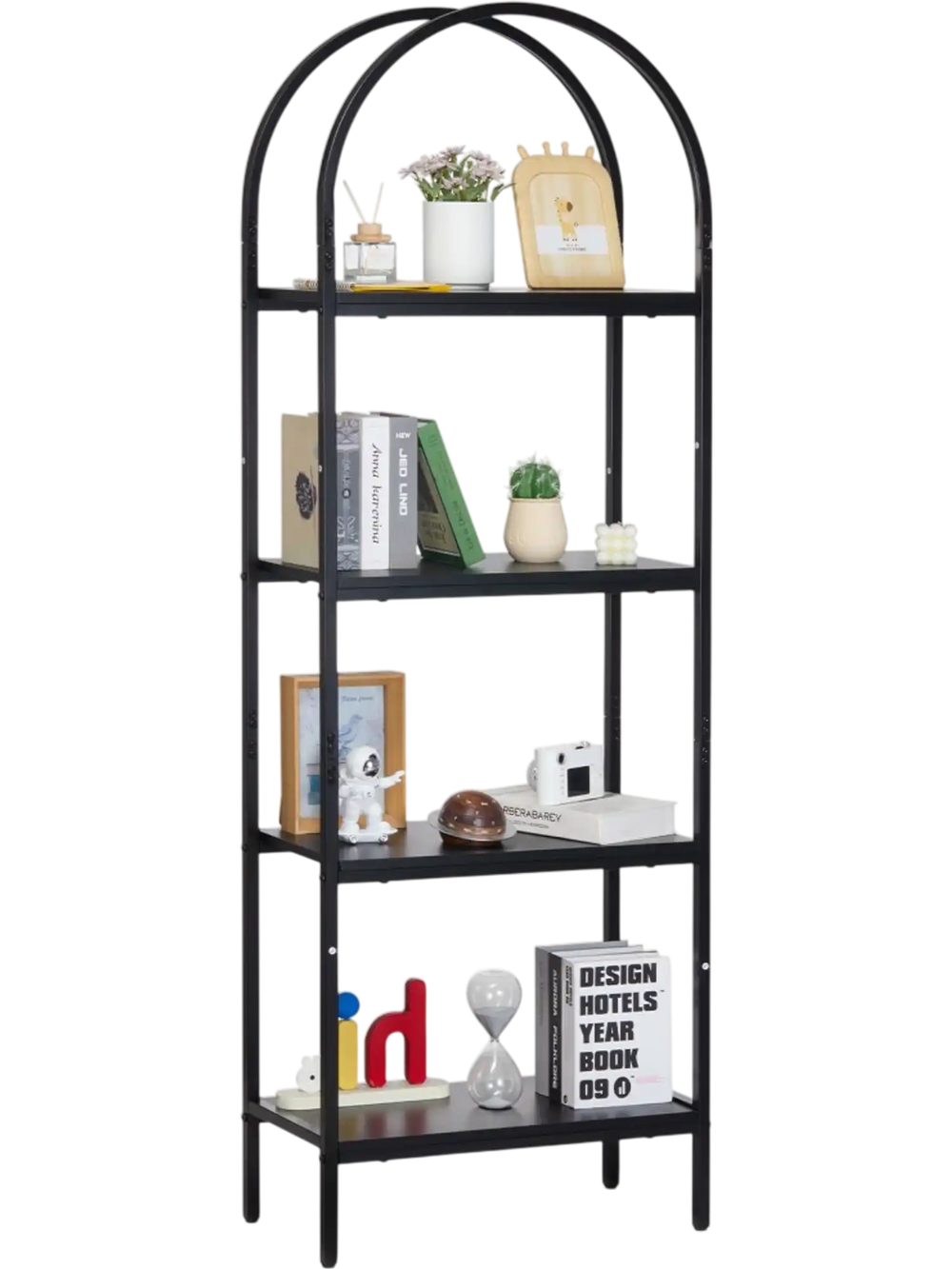 VEVOR Metal Bookshelf, 4-Tier Arched Industrial Bookshelf, Small Rustic Vintage Storage Bookcase with Open Shelves, Freestanding Display Shelving Unit Storage Rack, for Living room, Bedroom & Office