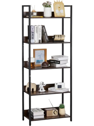 Vevor Bookshelf 5-Tier Tall Industrial Metal Bookcase with Open Shelves New