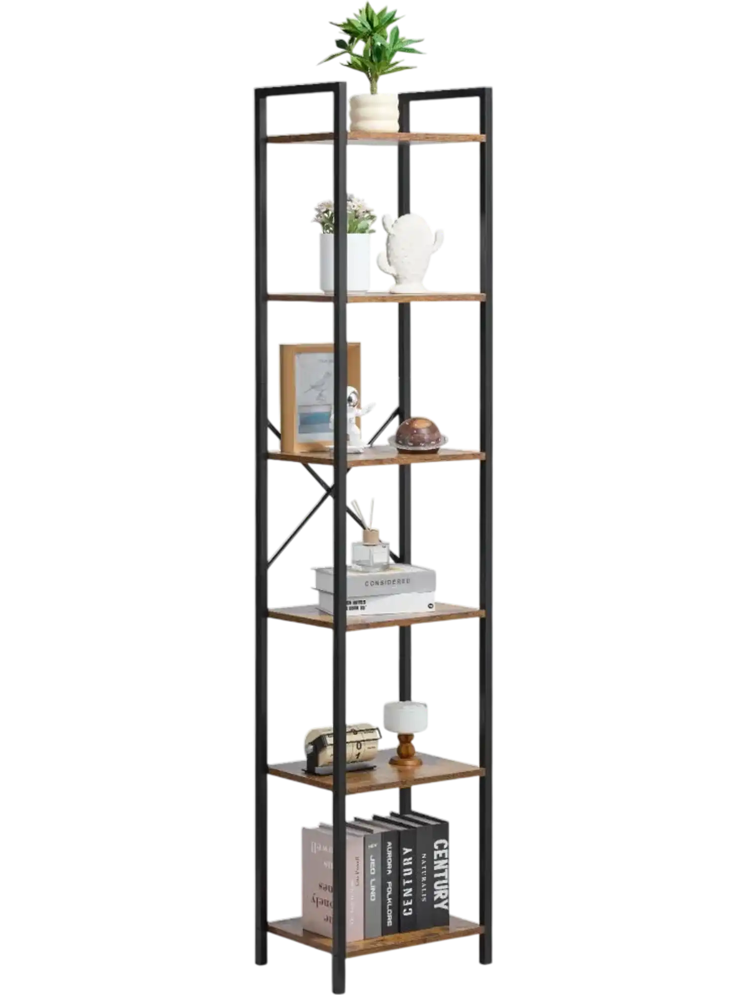 Vevor Bookcase 6-Tier Industrial Metal Bookshelf New