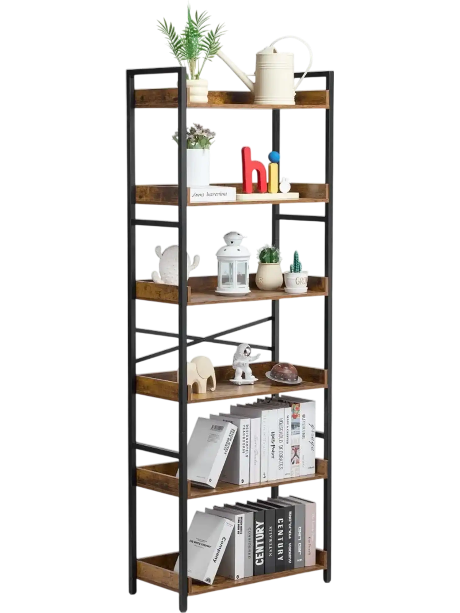 Vevor Bookshelf 6-Tier Industrial Rustic Storage Bookcase New